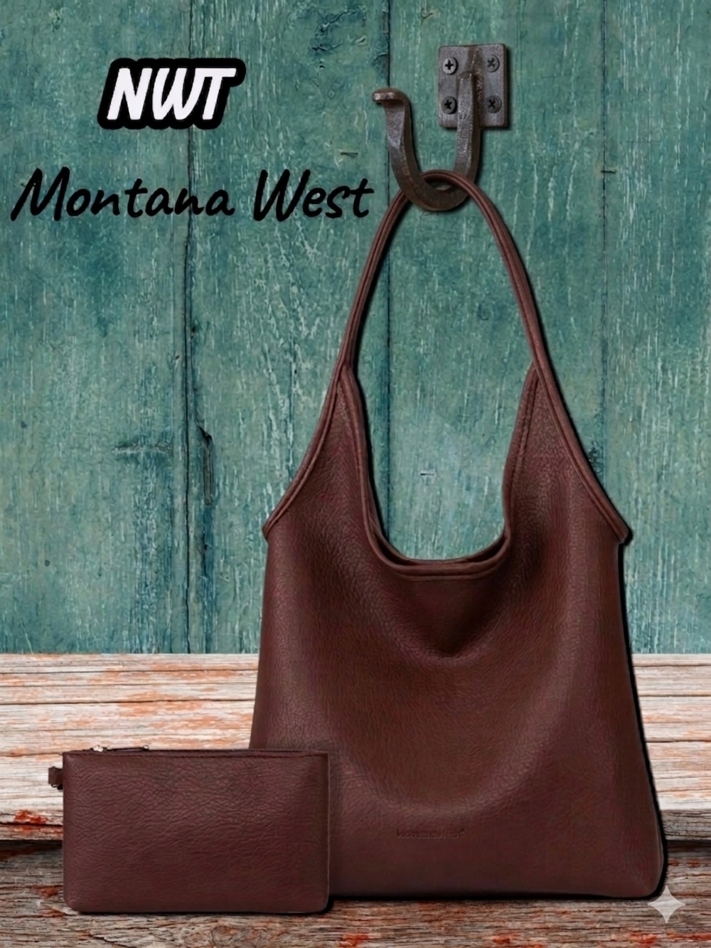 ​NWT Montana West 2-Piece Set: Pebbled Slouchy Hobo Bag & Matching Pouch